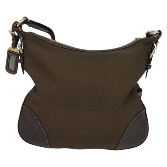 PRADA Shoulder Bag Canvas Brown Gold - Picture 3 of 9